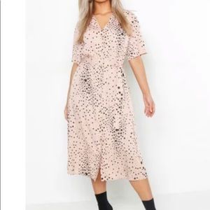 Boohoo Light pink star button-up shirt dress